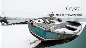  Presentation with environmental pollution - Slides having old-broken-lifeboat-lies background and a white colored foreground