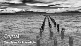  Presentation with broken bridge - Slides consisting of old broken pier and mountains background and a gray colored foreground