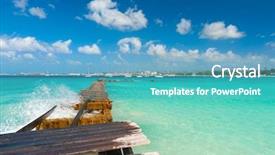  Presentation with broken bridge - Cool new presentation theme with old broken pier near bridgetown backdrop and a teal colored foreground