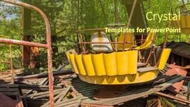 Presentation with radioactive - Cool new theme with old broken rusty metal radioactive electric wheel abandoned the park of culture and recreation in the city of pripyat the chernobyl disaster ukraine backdrop and a tawny brown colored foreground