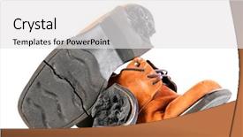  Presentation with cracked - Audience pleasing theme consisting of old broken shoes with cracked backdrop and a white colored foreground