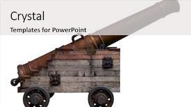  Presentation with base - Amazing theme having old bronze cannon backdrop and a light gray colored foreground