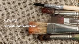  Presentation with linen - Colorful presentation theme enhanced with old-brushes-on-a-linen backdrop and a coral colored foreground