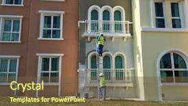  Presentation with human being - Presentation theme featuring old building is being re background and a tawny brown colored foreground