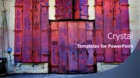  Presentation with building fire - PPT theme featuring old-building-built-with-iron background and a violet colored foreground