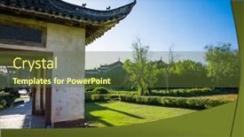  Presentation with old china - PPT layouts with old-building-in-shexian-anhui background and a tawny brown colored foreground