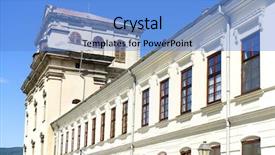  Presentation with architectural - Presentation theme featuring old buildings - architectural detail in alba iulia background and a teal colored foreground