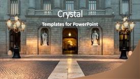  Presentation with old buildings - Beautiful PPT theme featuring old buildings - building on plaza de la backdrop and a gray colored foreground