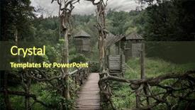  Presentation with medieval - Amazing slides having old buildings - medieval wooden fortification backdrop and a tawny brown colored foreground