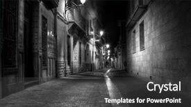  Presentation with europe - PPT layouts consisting of old buildings - narrow street at night background and a dark gray colored foreground