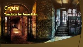  Presentation with complex - Beautiful slide set featuring old buildings - panorama of a hallway backdrop and a tawny brown colored foreground