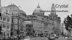  Presentation with old buildings - PPT theme featuring auto meter - vintage toned car dashboard background and a tawny brown colored foreground.