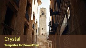  Presentation with gothic - PPT layouts consisting of old-buildings-in-gothic-quarter background and a tawny brown colored foreground