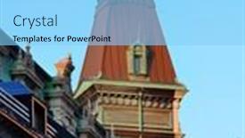  Presentation with old buildings - Beautiful presentation design featuring old-buildings-in-quebec-city backdrop and a light blue colored foreground