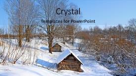  Presentation with old buildings - Presentation theme having old-buildings-in-village background and a light blue colored foreground