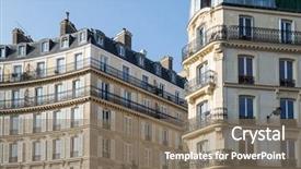  Presentation with paris ausflug - Presentation design enhanced with old buildings renovation - typical haussmann building in paris background and a gray colored foreground