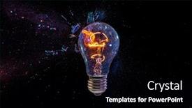  Presentation with bulb - Slide deck consisting of old-bulb-breaking-into-fragments and a black colored foreground