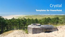  Presentation with dutch - Amazing PPT theme having old bunker at the beach on dutch island terschelling backdrop and a teal colored foreground