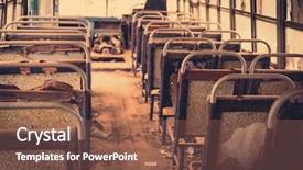  Presentation with school bus - Beautiful slide set featuring old bus interior filtered image backdrop and a  colored foreground