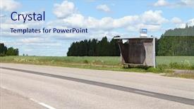  Presentation with bus transportation - Cool new slides with old bus stop in countryside backdrop and a sky blue colored foreground