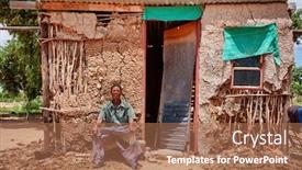  Presentation with kalahari - PPT theme featuring old-bushman-man-from-central background and a coral colored foreground