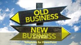  Presentation with old way new way - Cool new slide deck with old business - new business signpost backdrop and a tawny brown colored foreground