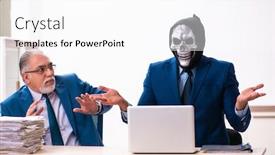  Presentation with employee - Slide set featuring old-businessman-employee-getting-deal background and a white colored foreground