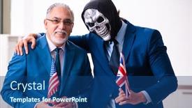  Presentation with employee - Amazing presentation having old-businessman-employee-getting-deal backdrop and a ocean colored foreground