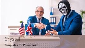  Presentation with employee - Amazing PPT theme having old-businessman-employee-getting-deal backdrop and a soft green colored foreground