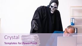  Presentation with employee job satisfaction and extravert - Audience pleasing PPT theme consisting of old-businessman-employee-getting-deal backdrop and a sky blue colored foreground