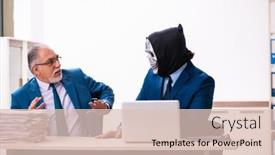  Presentation with employee - Audience pleasing PPT layouts consisting of old-businessman-employee-getting-deal backdrop and a lemonade colored foreground