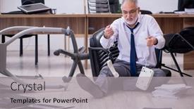  Presentation with bankruptcy - Audience pleasing presentation design consisting of old-businessman-employee-in-bankruptcy backdrop and a light gray colored foreground