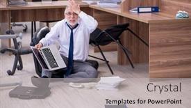  Presentation with bankruptcy - PPT layouts enhanced with old-businessman-employee-in-bankruptcy background and a light gray colored foreground