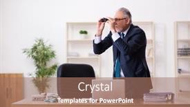  Presentation with budget - Beautiful slide set featuring old-businessman-employee-in-budget backdrop and a coral colored foreground