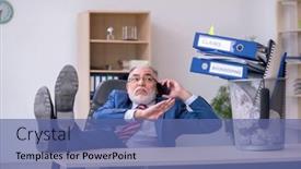  Presentation with old papers - Colorful presentation theme enhanced with old-businessman-employee-rejecting-new backdrop and a ocean colored foreground