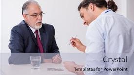  Presentation with advocate - Audience pleasing PPT layouts consisting of old-businessman-meeting-with-advocate backdrop and a light blue colored foreground
