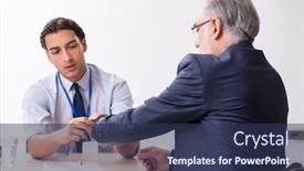  Presentation with advocate - Slide deck featuring old-businessman-meeting-with-advocate background and a ocean colored foreground