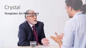  Presentation with advocate - Cool new PPT theme with old-businessman-meeting-with-advocate backdrop and a white colored foreground