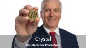  Presentation with invest - Slide deck featuring old-businessman-presenting-a-bitcoin background and a wine colored foreground