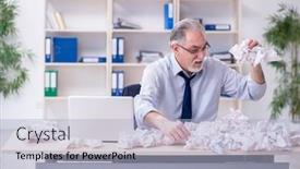  Presentation with old papers - Colorful PPT layouts enhanced with old-businessman-rejecting-new-ideas backdrop and a light blue colored foreground