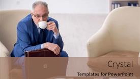  Presentation with waiting - PPT theme with old-businessman-waiting-for-business background and a  colored foreground