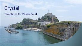  Presentation with byzantine - Amazing theme having old byzantine fortress in kerkyra backdrop and a sky blue colored foreground