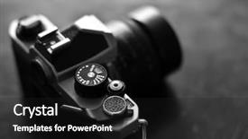  Presentation with lens - Beautiful slide deck featuring old camera and lens backdrop and a dark gray colored foreground