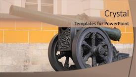  Presentation with civil war cannon at gettysburg - PPT theme with old cannon near arsenal kremlin background and a coral colored foreground