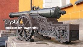  Presentation with old - Colorful slides enhanced with old cannons near arsenal kremlin backdrop and a violet colored foreground