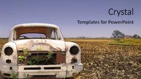  Presentation with old car - Cool new slide set with old car in the empty backdrop and a light blue colored foreground