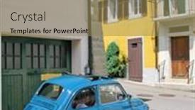  Presentation with old car - Presentation theme enhanced with old-car-on-the-street background and a coral colored foreground