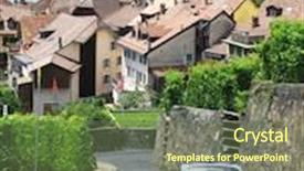  Presentation with old car - Presentation theme having old car on the street background and a tawny brown colored foreground