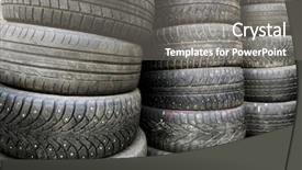  Presentation with old car - PPT layouts with old car tires for recycling background and a gray colored foreground