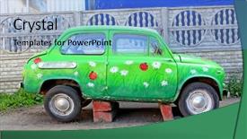  Presentation with old car - Beautiful theme featuring biometric - photo of the human eye backdrop and a light gray colored foreground.